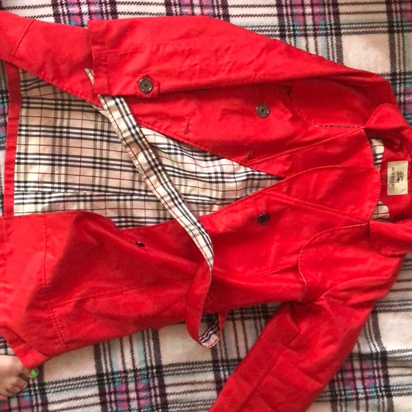 Burberry nylon midi PEACOAT, cherry red & plaid - Picture 2 of 2